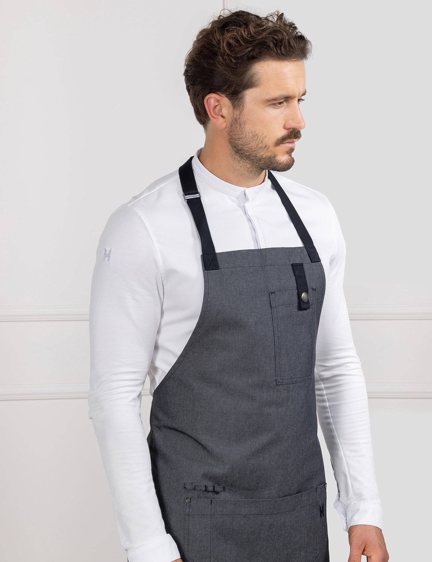Bib Apron Seattle Heavy Black Denim by Le Nouveau Chef -  ChefsCotton