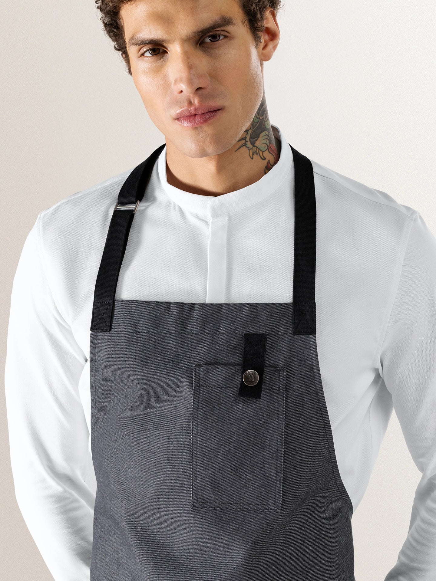 Bib Apron Seattle Heavy Black Denim - Le Nouveau Chef - ChefsCotton - With logo and name embroidery personalisation options