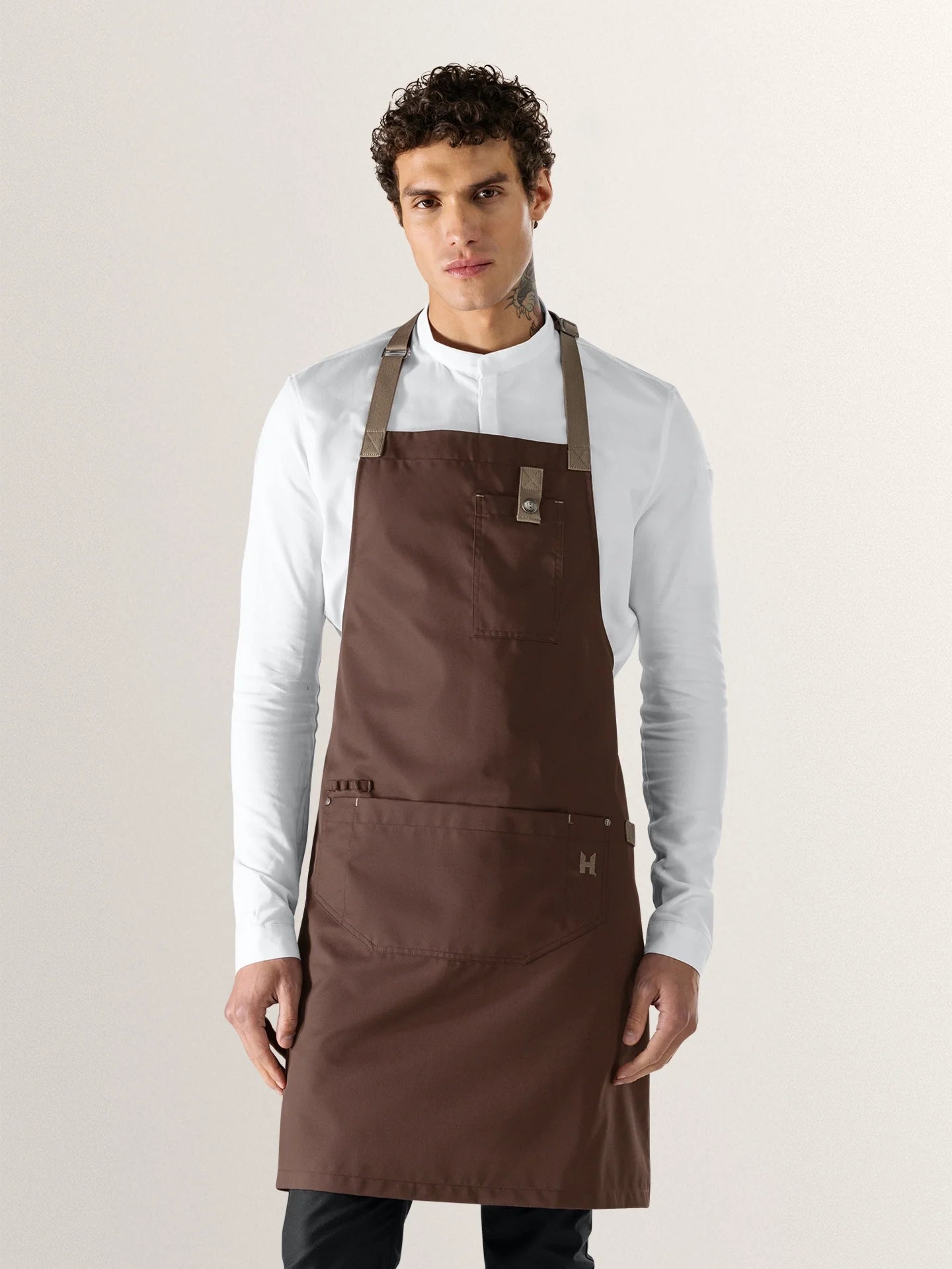 Bib Apron Seattle Pure Choco Brown - Le Nouveau Chef - ChefsCotton - With logo and name embroidery personalisation options
