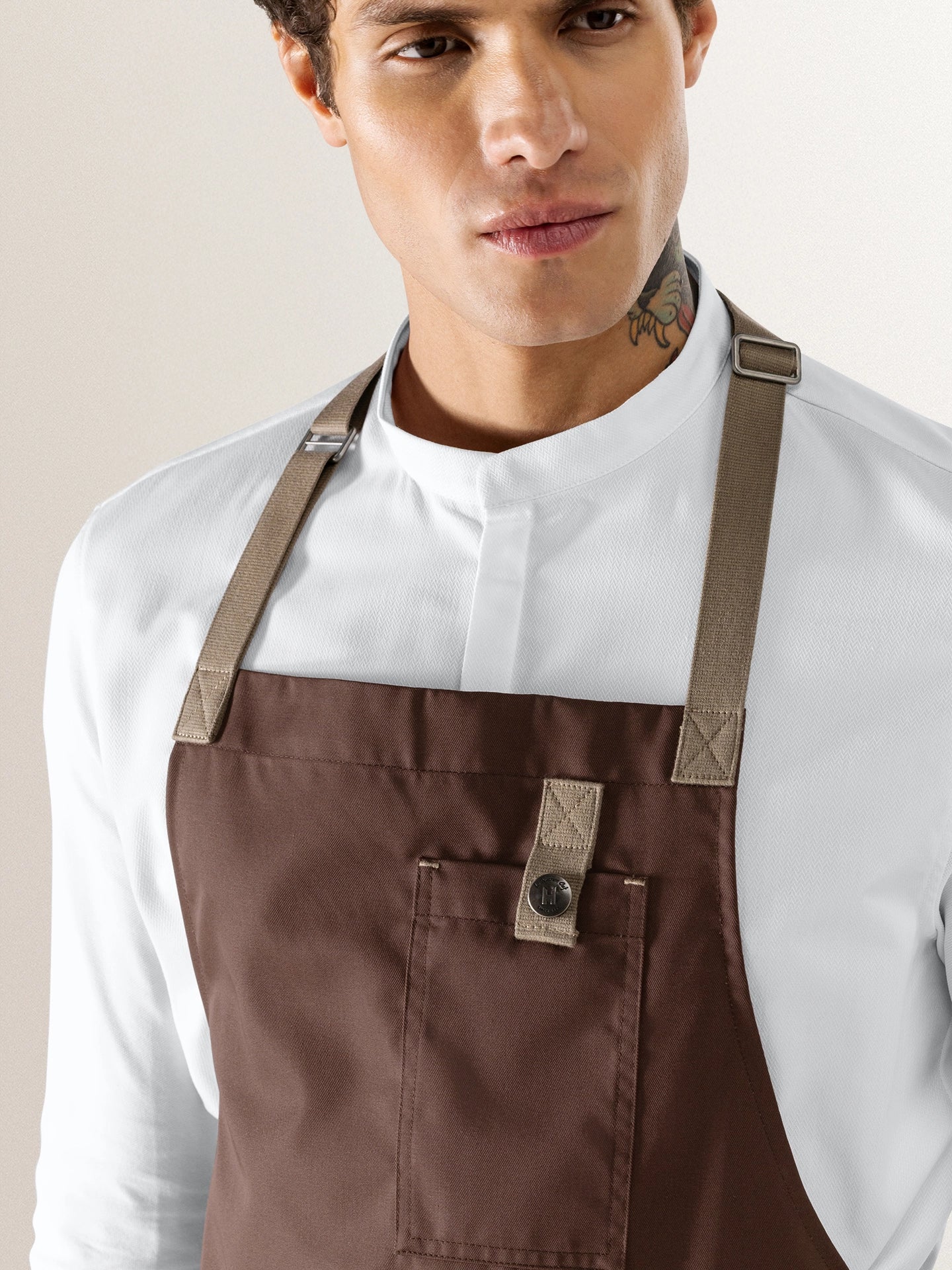Bib Apron Seattle Pure Choco Brown - Le Nouveau Chef - ChefsCotton - With logo and name embroidery personalisation options