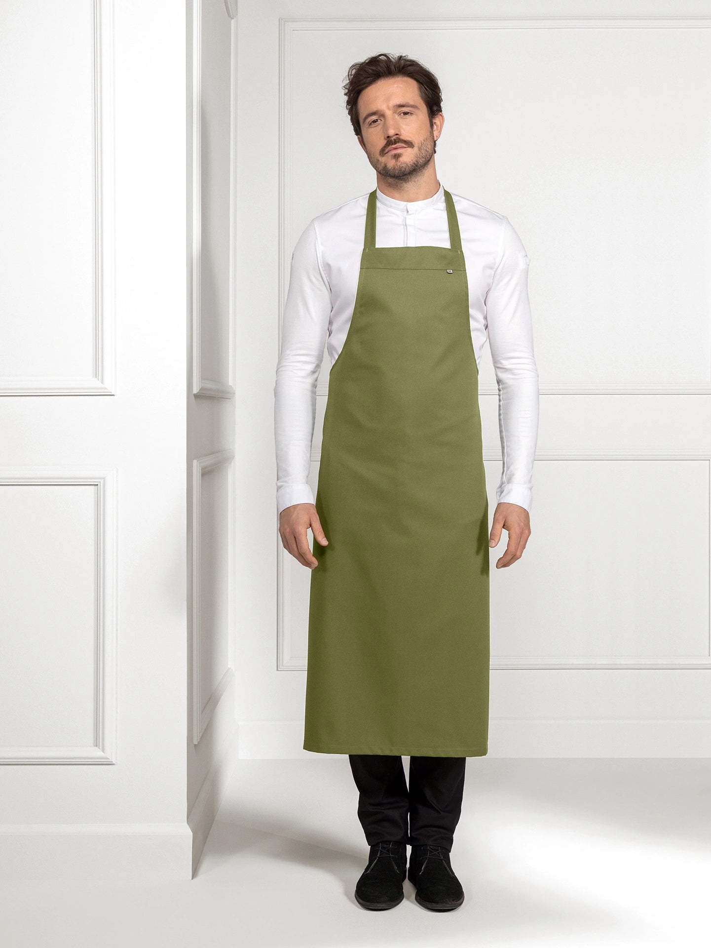 Bib Apron Denver Olive Green by Le Nouveau Chef -  ChefsCotton