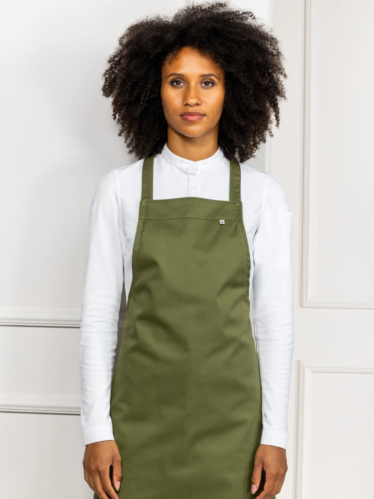 Bib Apron Denver Olive Green by Le Nouveau Chef -  ChefsCotton