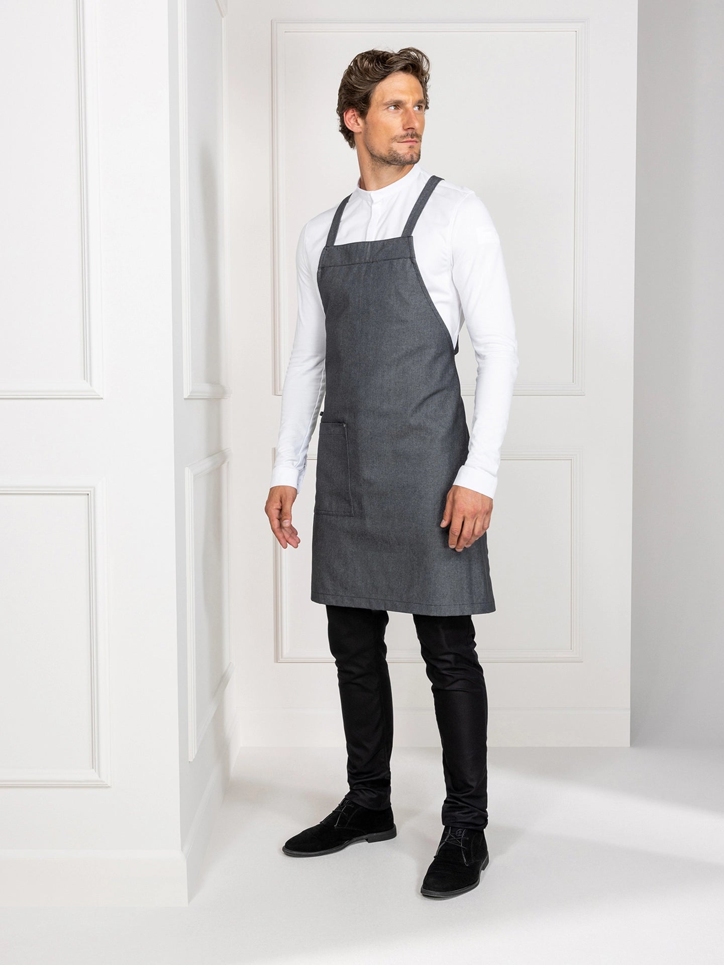 Bib Apron Eden Black Denim by Le Nouveau Chef -  ChefsCotton