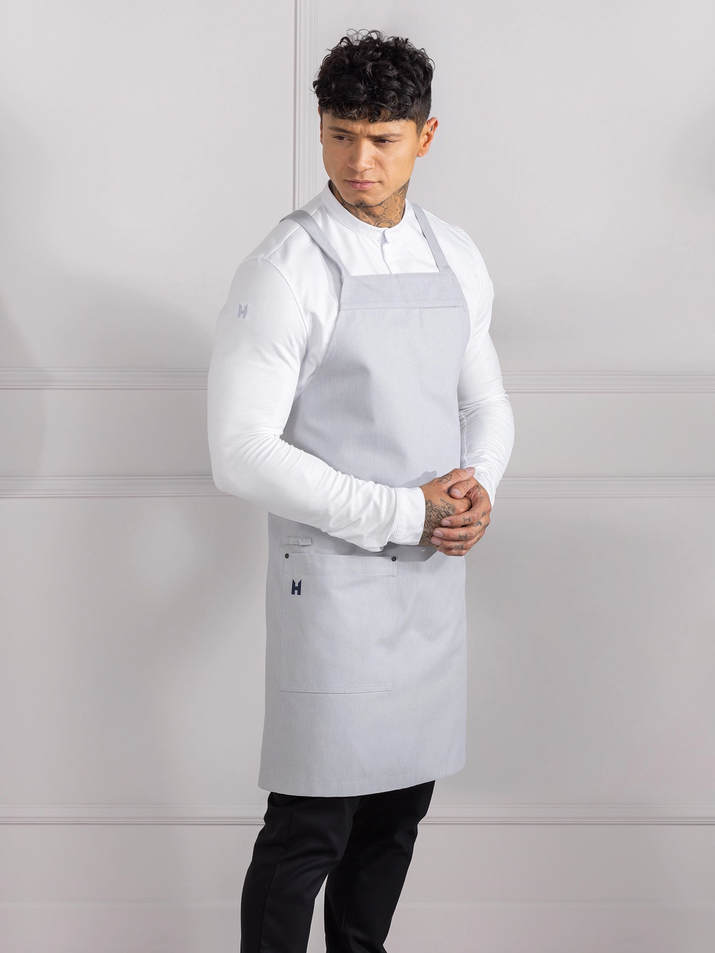 Bib Apron Eden Heavy Grey Denim by Le Nouveau Chef -  ChefsCotton