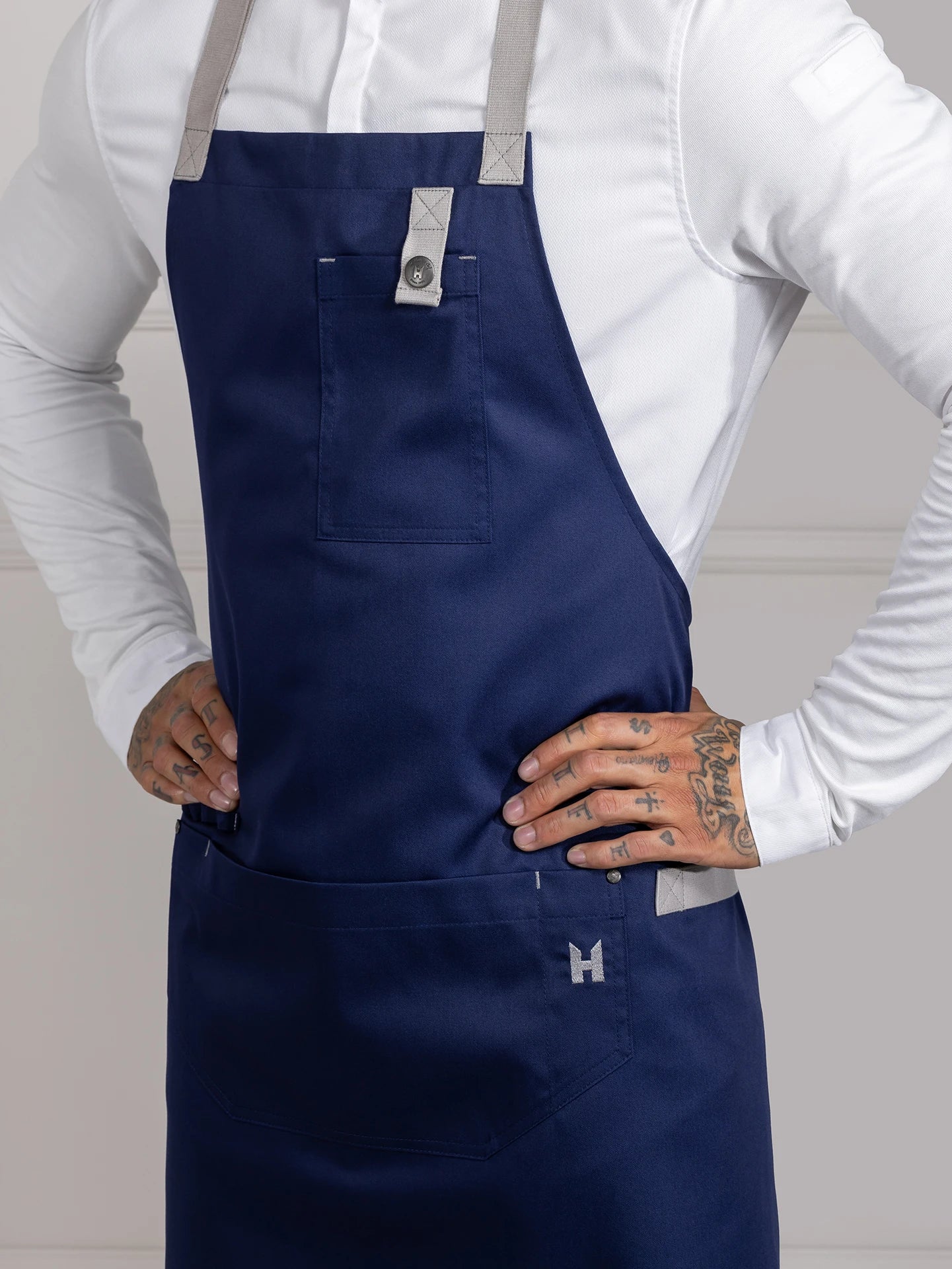 Bib Apron Seattle Navy by Le Nouveau Chef -  ChefsCotton