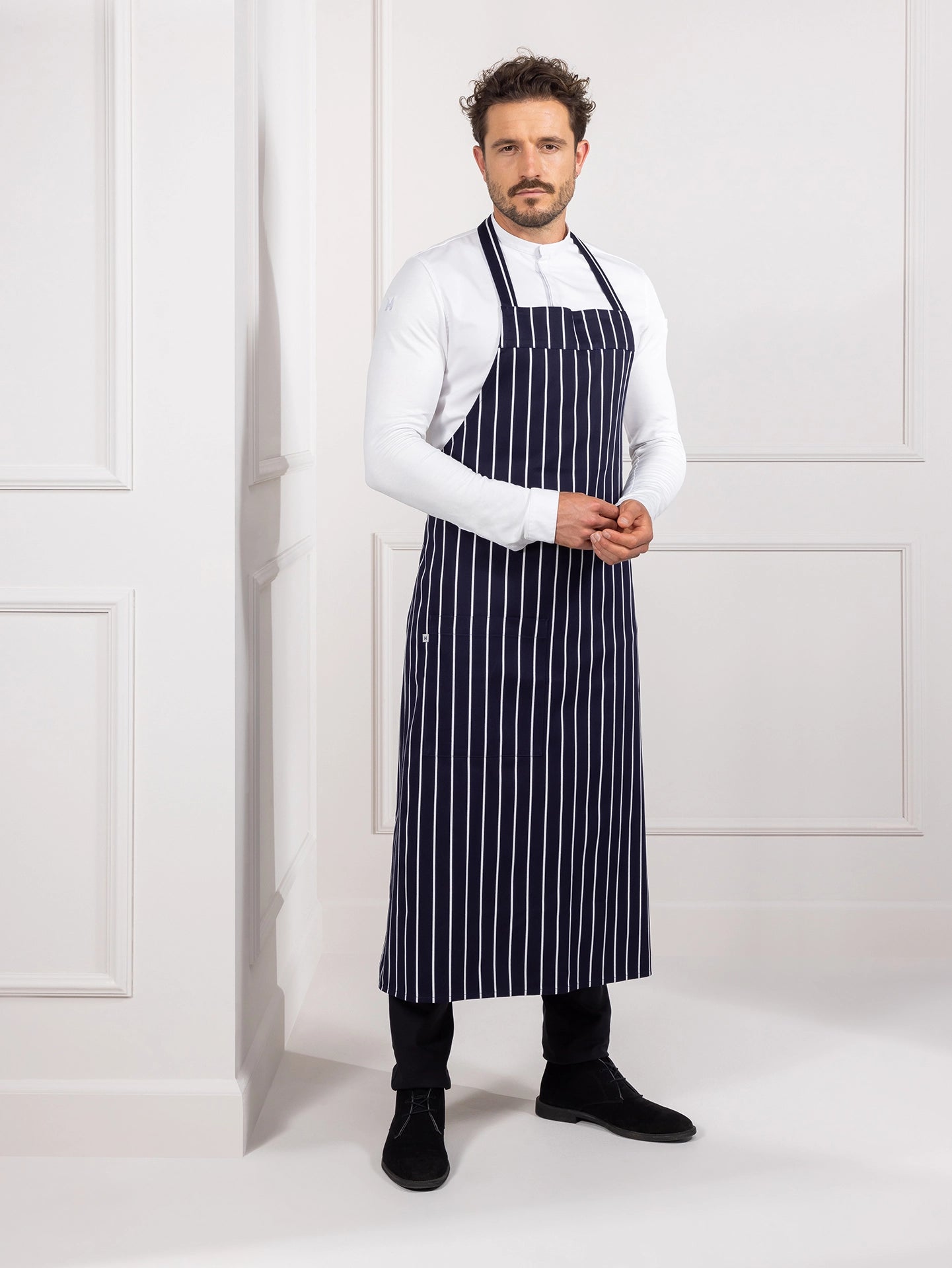 Bib Apron Peter Butcherstripe by Le Nouveau Chef -  ChefsCotton