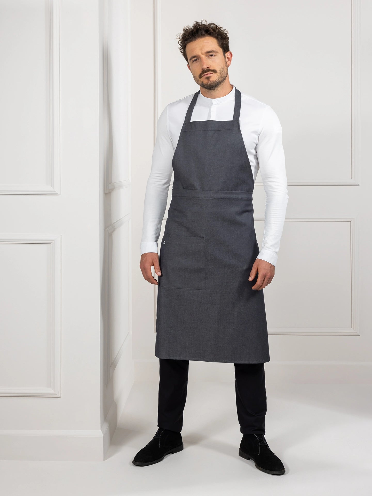 Bib Apron Phoenix Black Denim by Le Nouveau Chef -  ChefsCotton