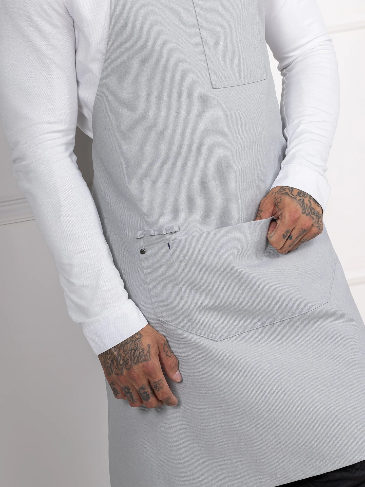 Bib Apron Seattle Heavy Grey Denim by Le Nouveau Chef -  ChefsCotton