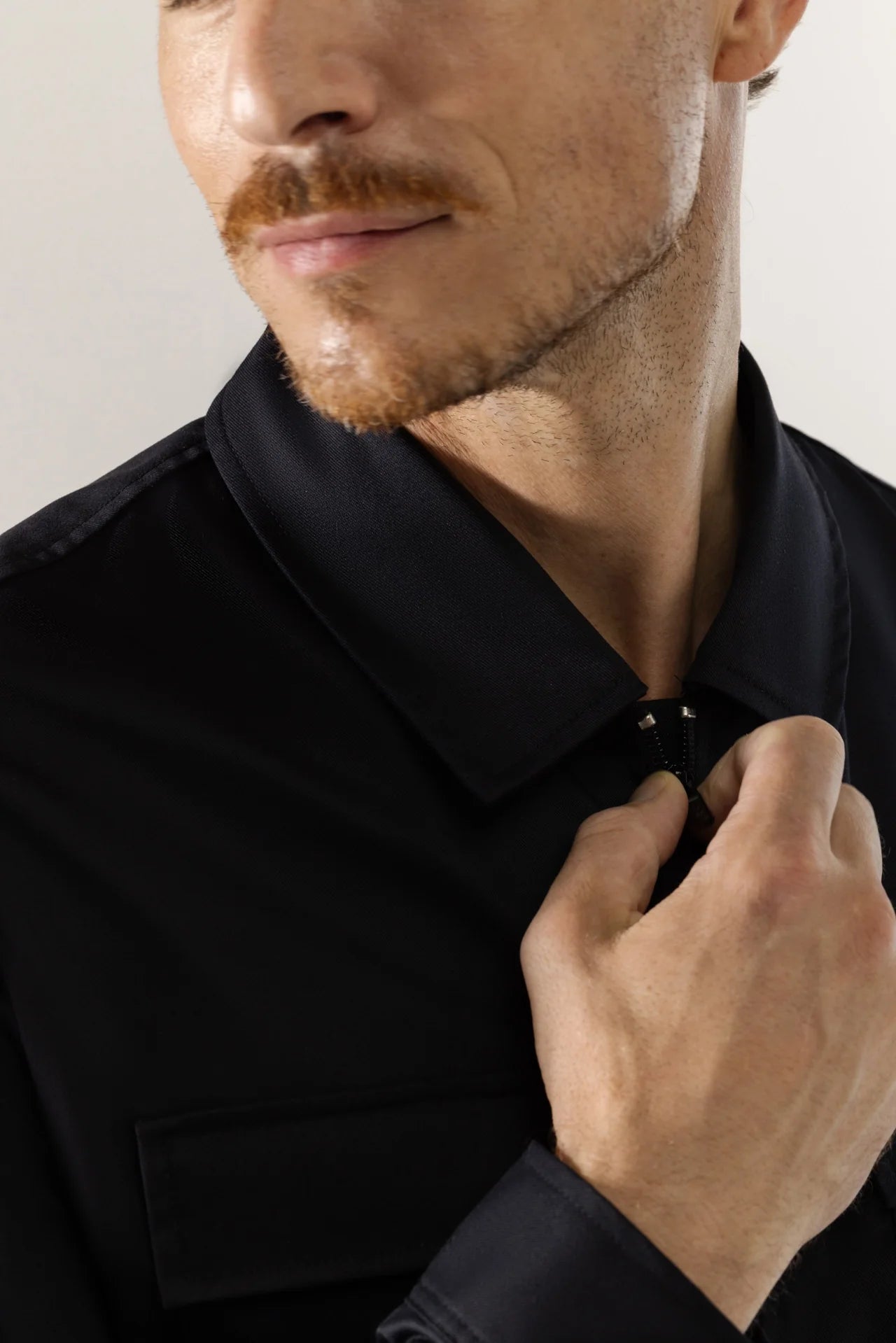Chef Jacket Damian Black Le Nouveau Chef with zipper and overshirt ChefsCotton