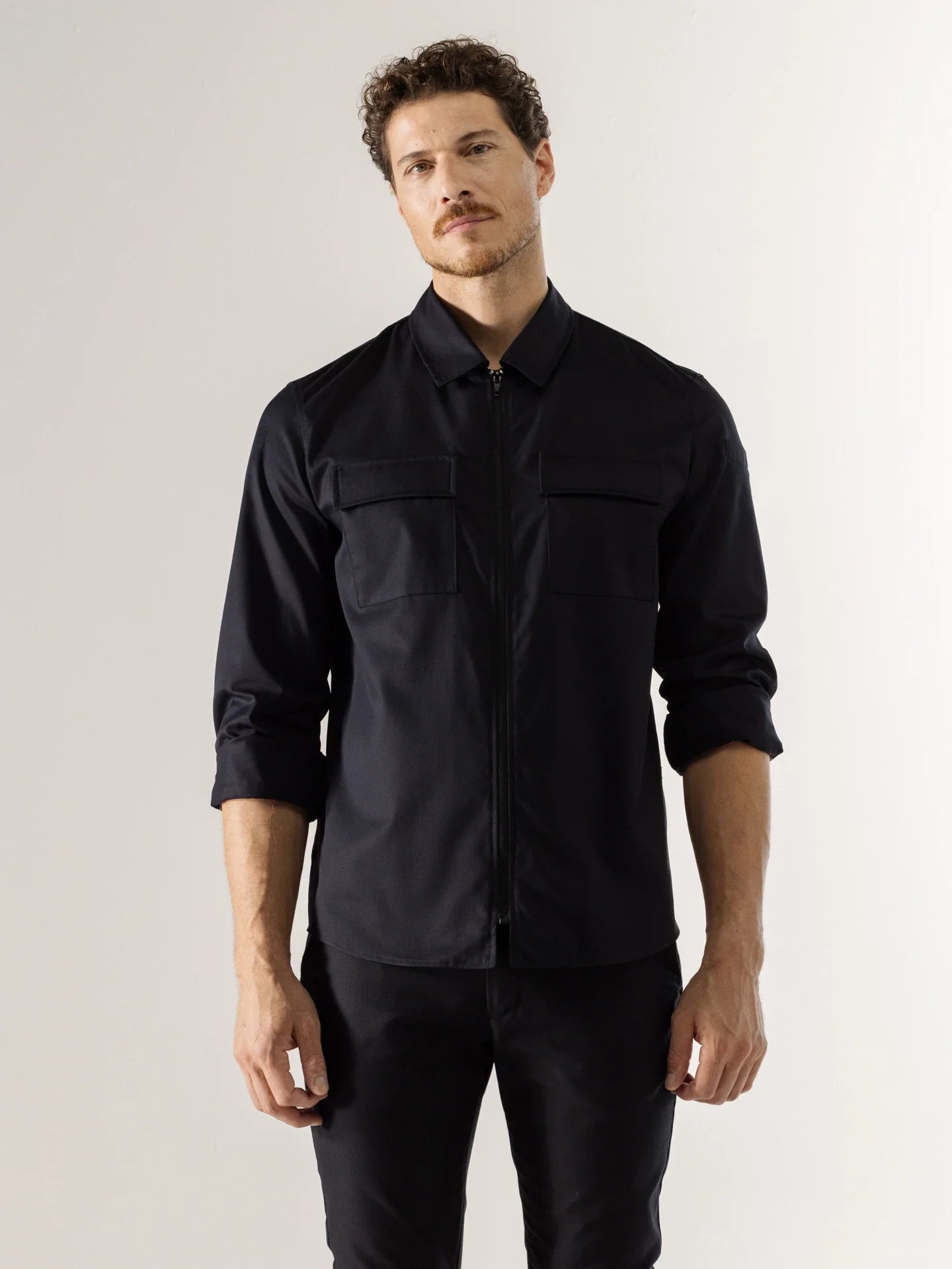 Chef Jacket Damian Black Le Nouveau Chef with zipper and overshirt ChefsCotton