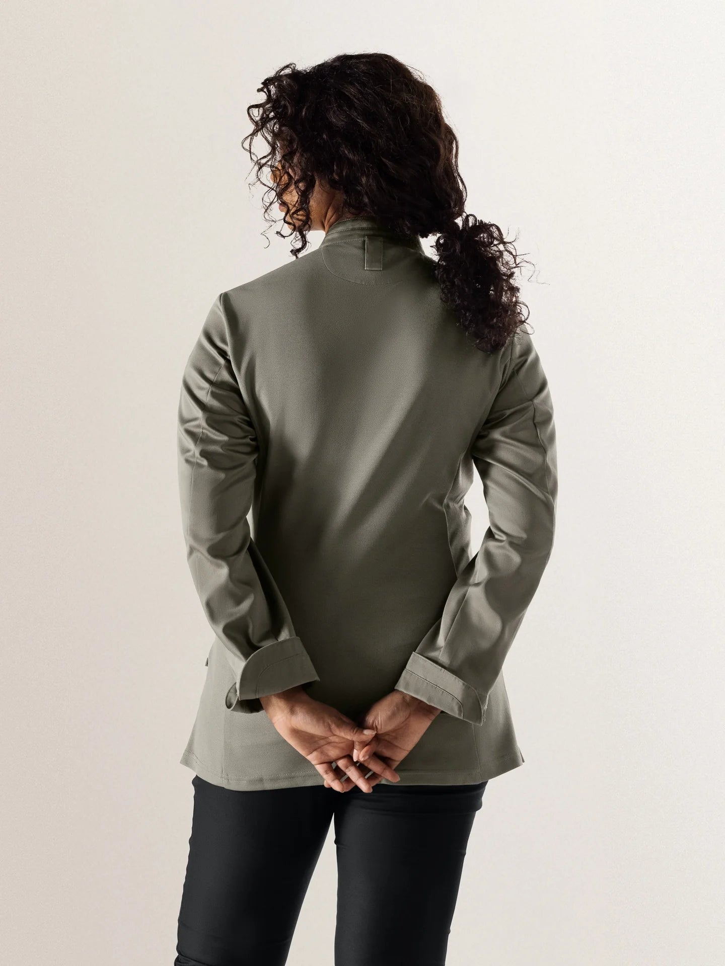 Chef Jacket Elise Olivette women - back view with stretch panel