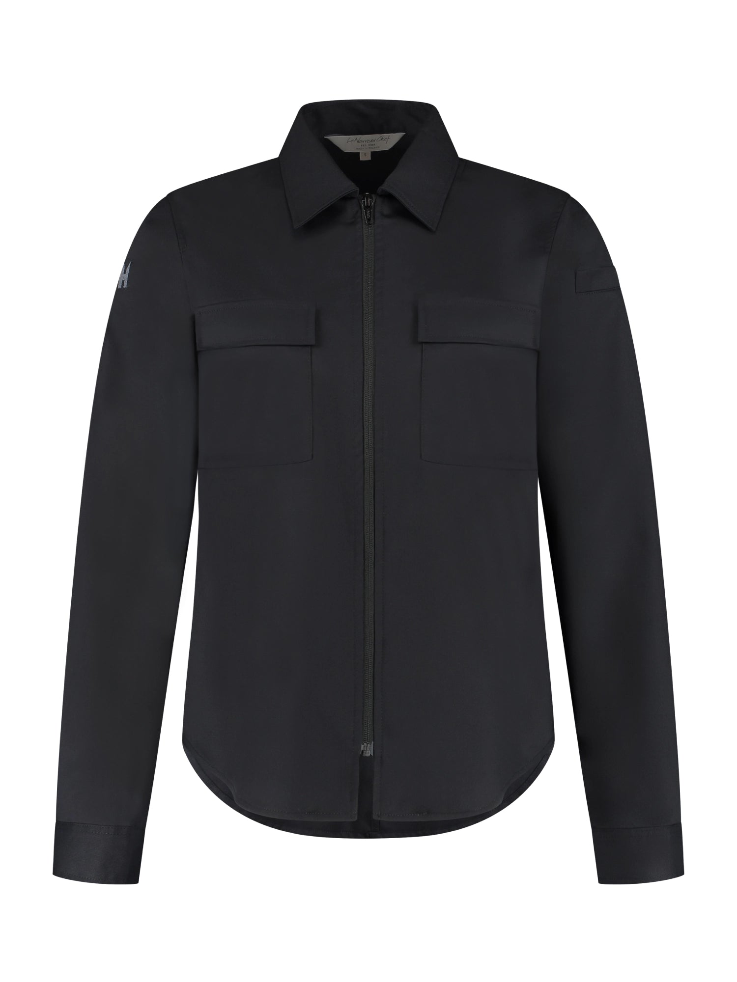 Chef Jacket For Women Mila Black Le Nouveau Chef with zipper and overshirt ChefsCotton