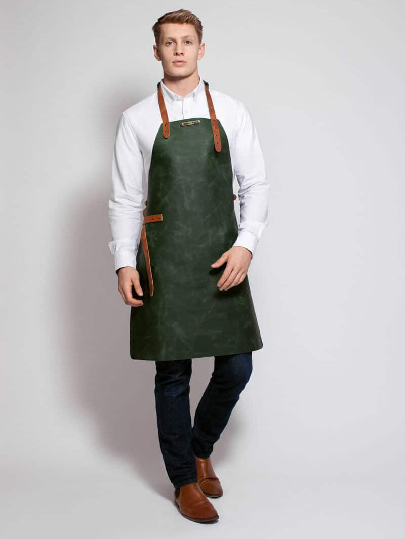 Leather Apron Basic Green by Handcrafted Leather Aprons -  ChefsCotton