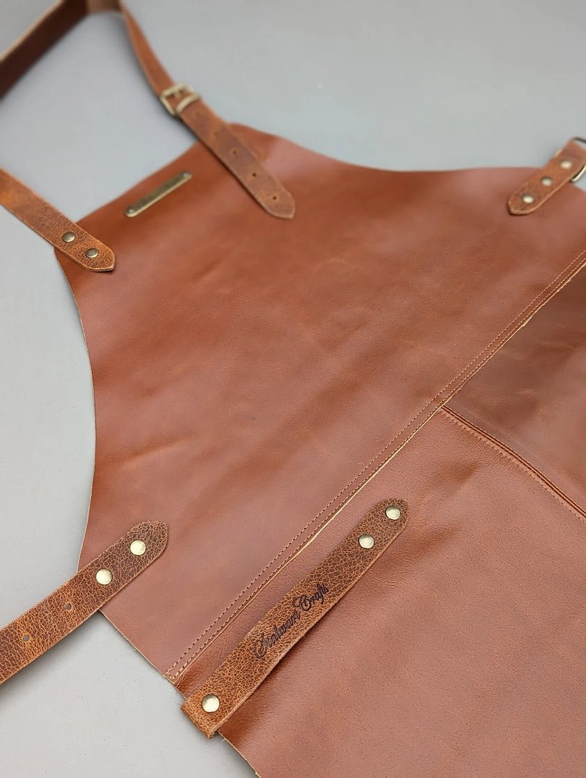 Leather Apron Classic Whiskey Rustic by Handcrafted Leather Aprons -  ChefsCotton