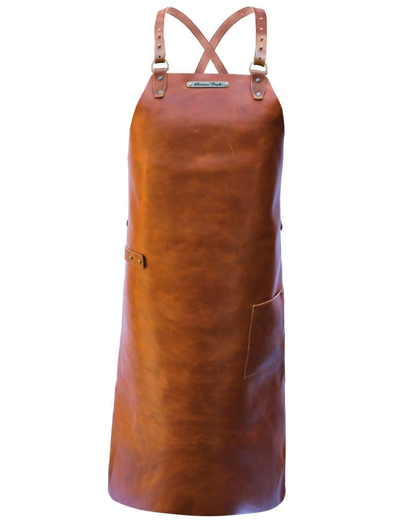 Leather Apron Cross Strap Rustic Whiskey by Handcrafted Leather Aprons -  ChefsCotton