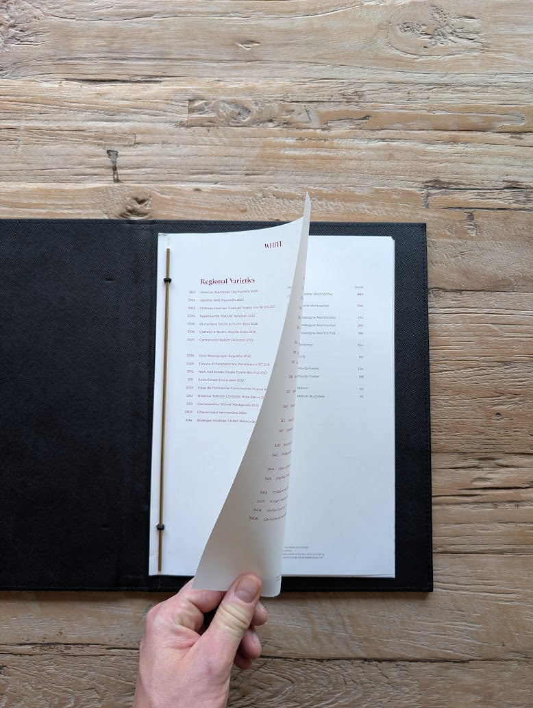 Custom Leather Menu Cover Deluxe Hardcover Style - ChefsCotton