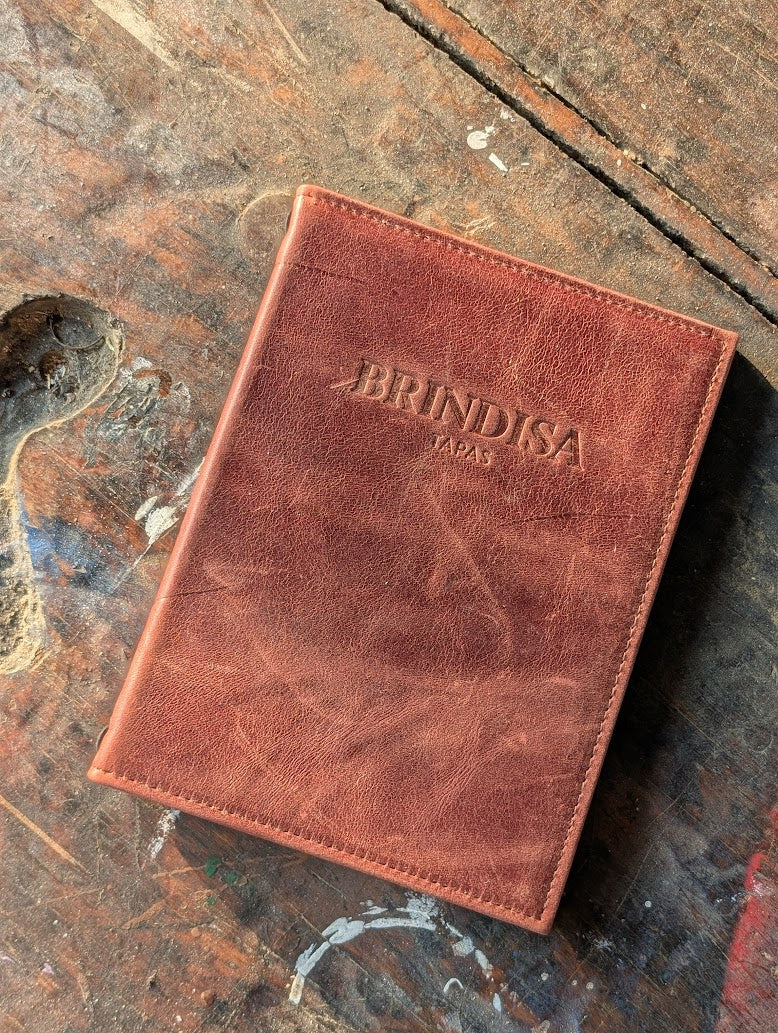 Custom Leather Menu Cover Deluxe Hardcover Style - ChefsCotton