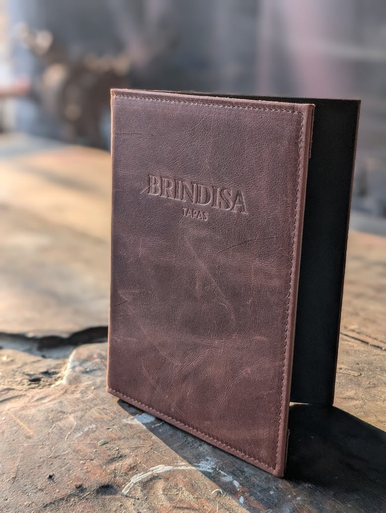 Custom Leather Menu Cover Deluxe Hardcover Style - ChefsCotton