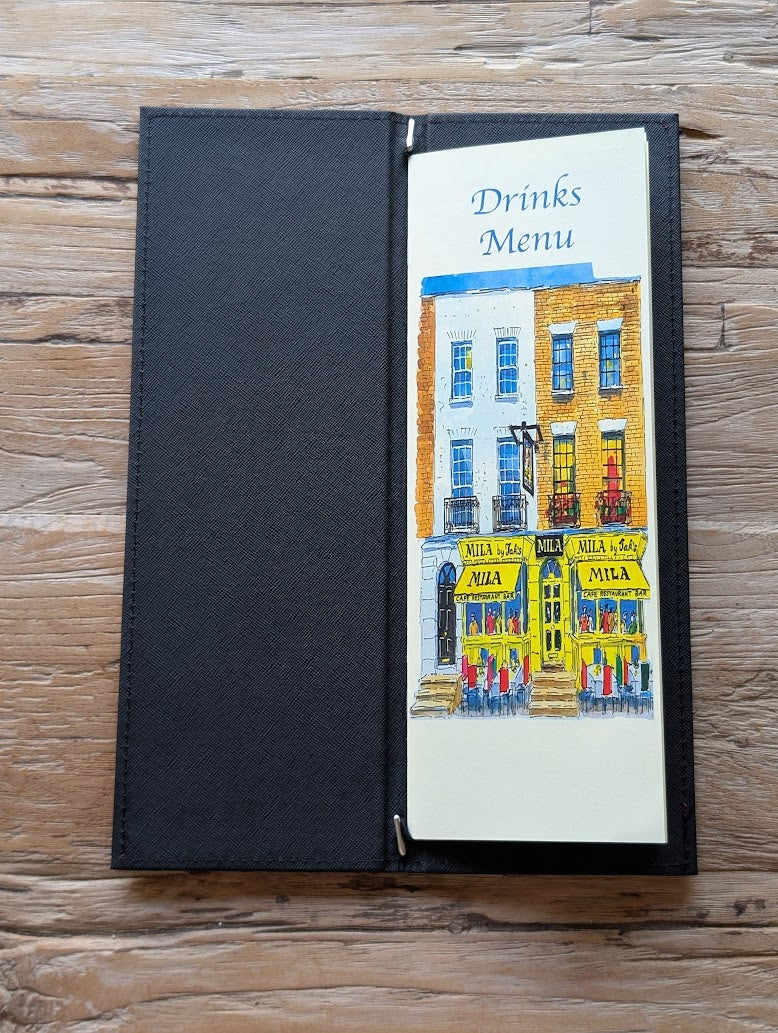 Custom Leather Menu Cover Deluxe Hardcover Style - ChefsCotton
