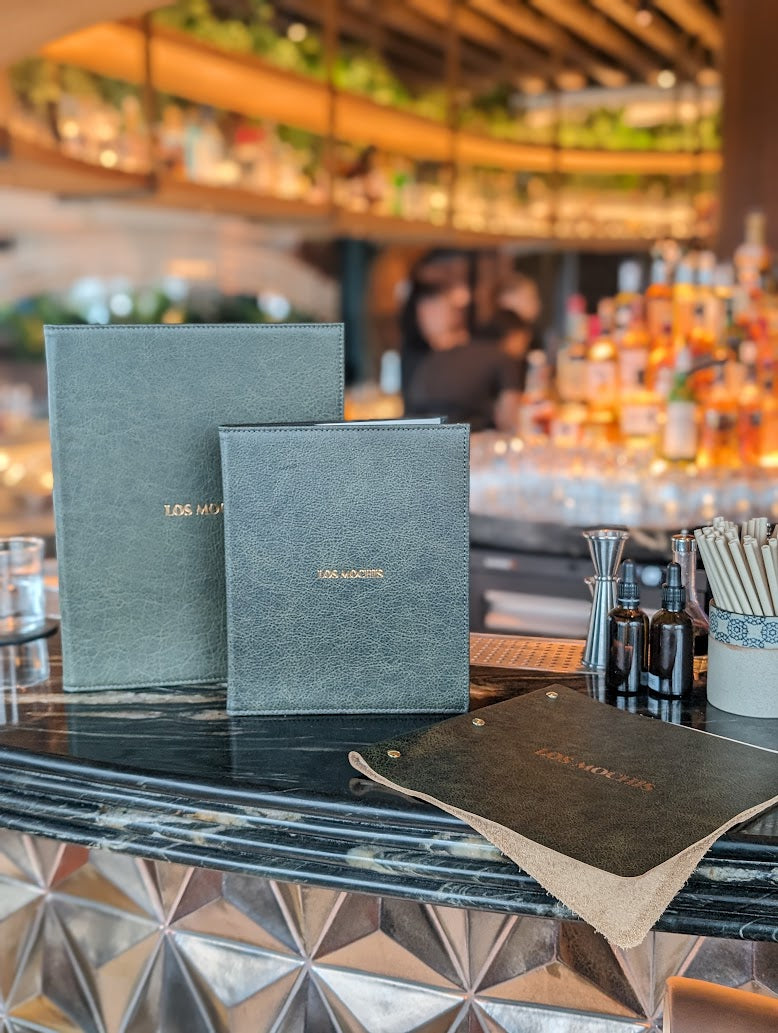 Custom Leather Menu Cover Deluxe Hardcover Style - ChefsCotton
