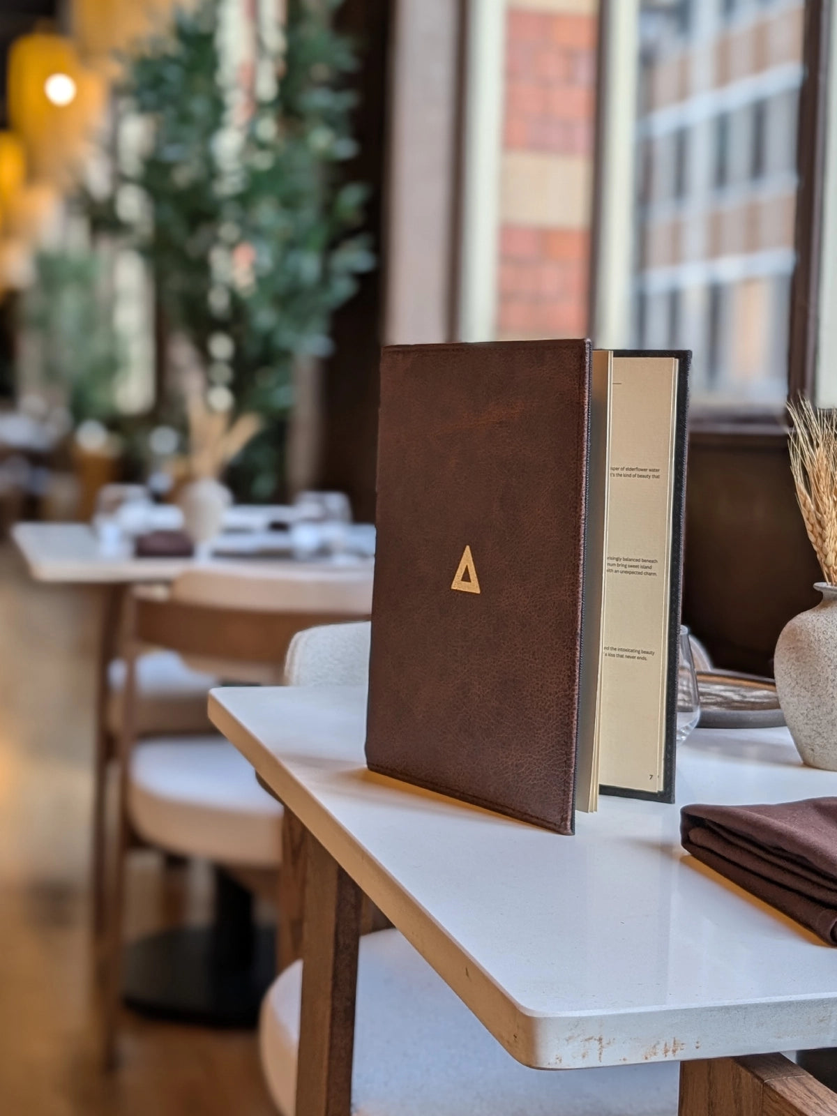 Custom Leather Menu Cover Deluxe Hardcover Style - ChefsCotton