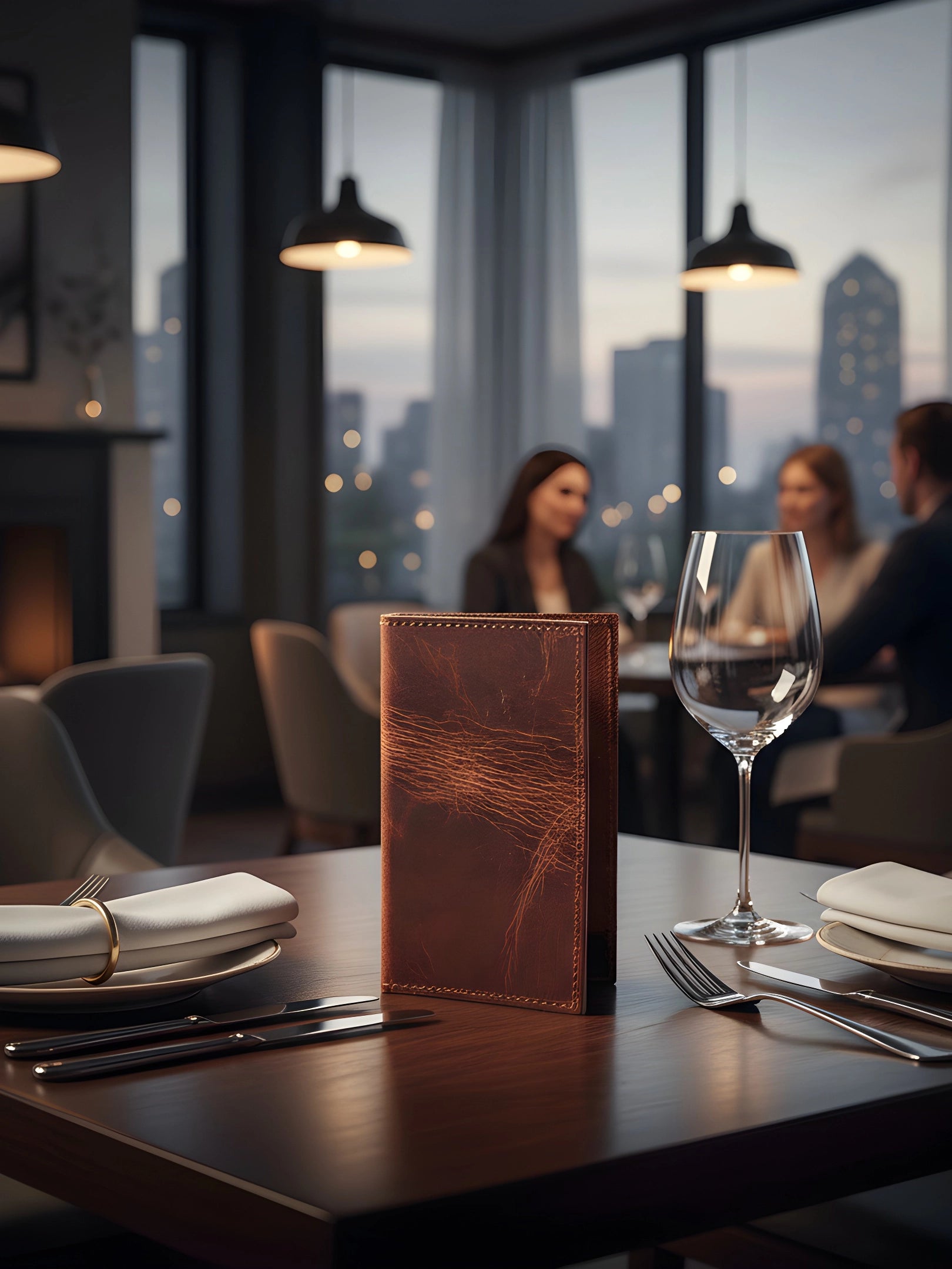 Custom Leather Menu Cover Deluxe Hardcover Style - ChefsCotton