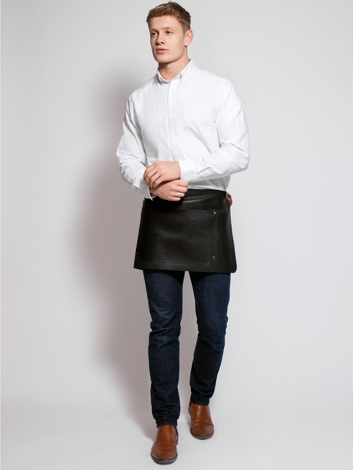 Leather Waist Apron Deluxe Black by Handcrafted Leather Aprons -  ChefsCotton