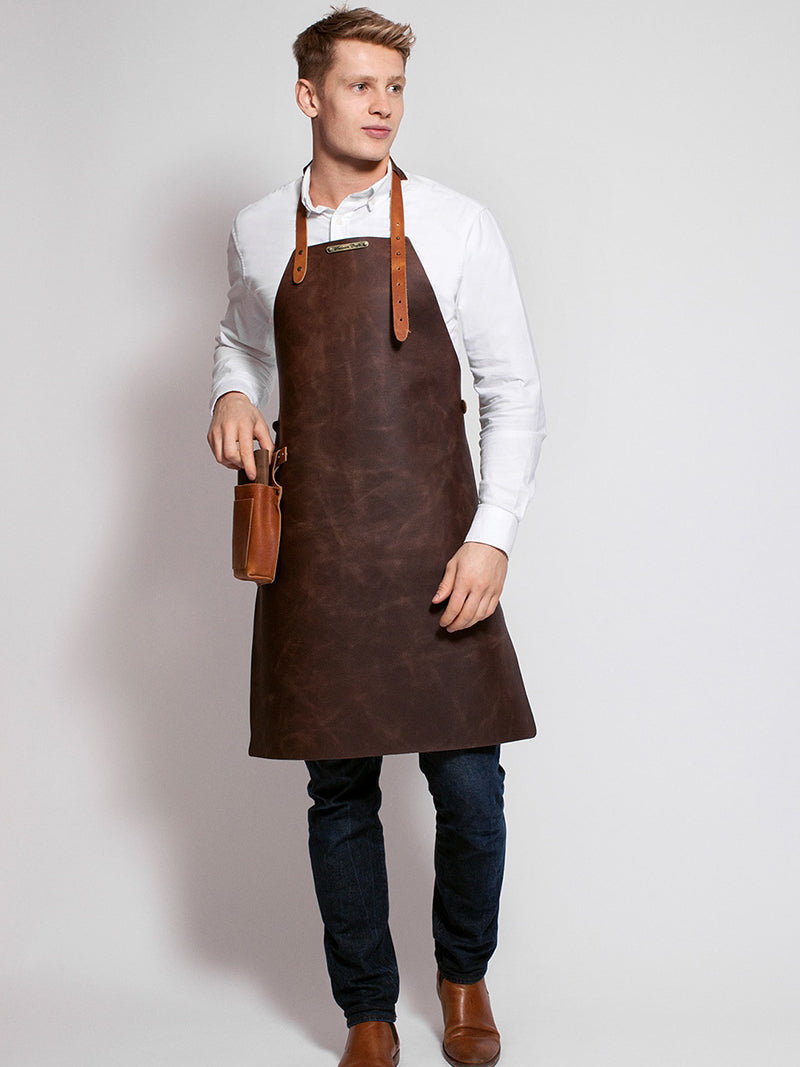 Leather Apron Basic Brown by STW -  ChefsCotton