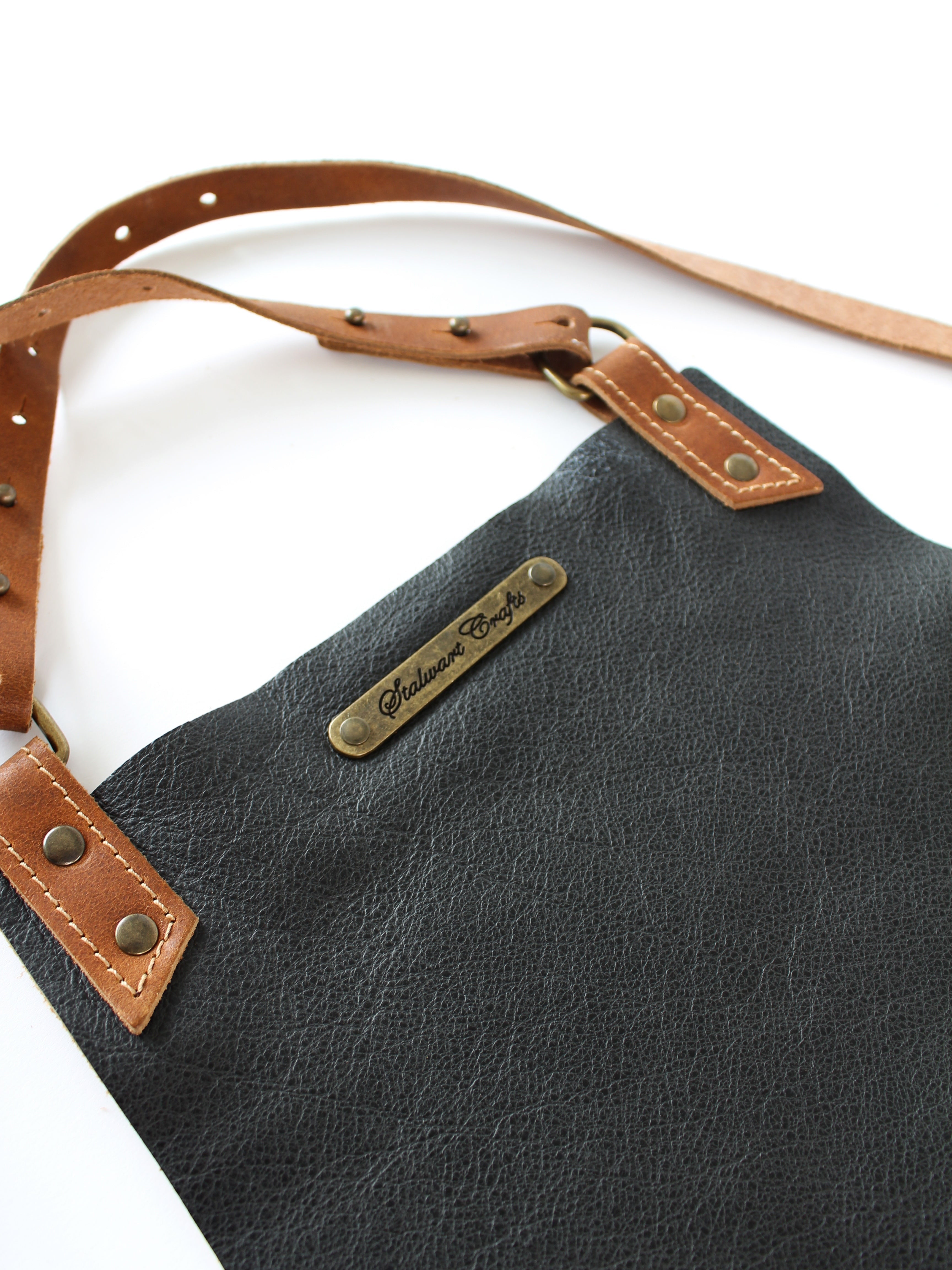 Leather Apron Cross Strap Deluxe Black by Professional -  ChefsCotton