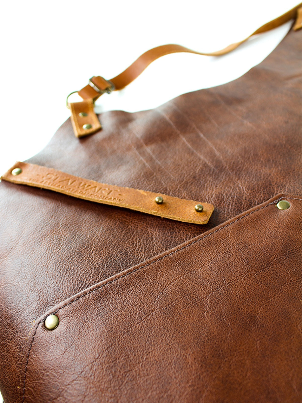 Leather Apron Cross Strap Deluxe Brown