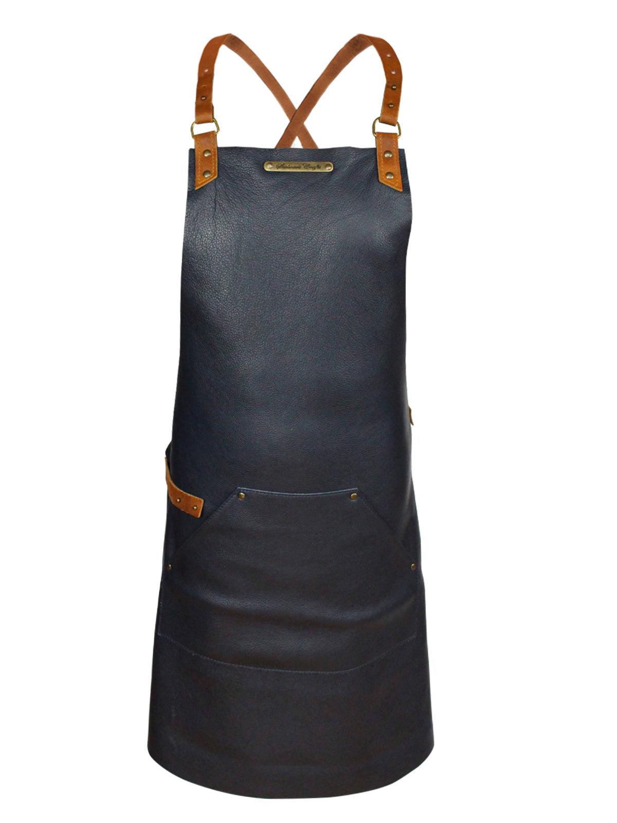 Leather Apron Cross Strap Deluxe Marine by STW -  ChefsCotton