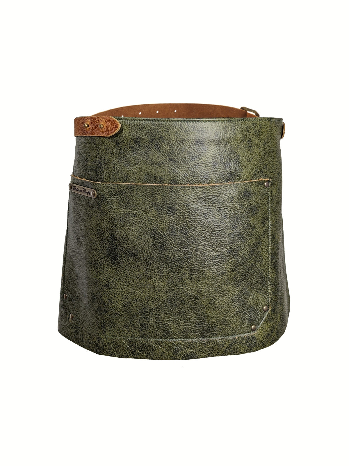 Leather Waist Apron Deluxe Green by STW -  ChefsCotton