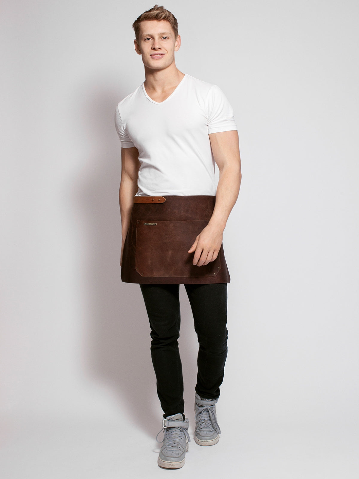 Leather Waist Apron Rustic Brown by Stalwart -  ChefsCotton
