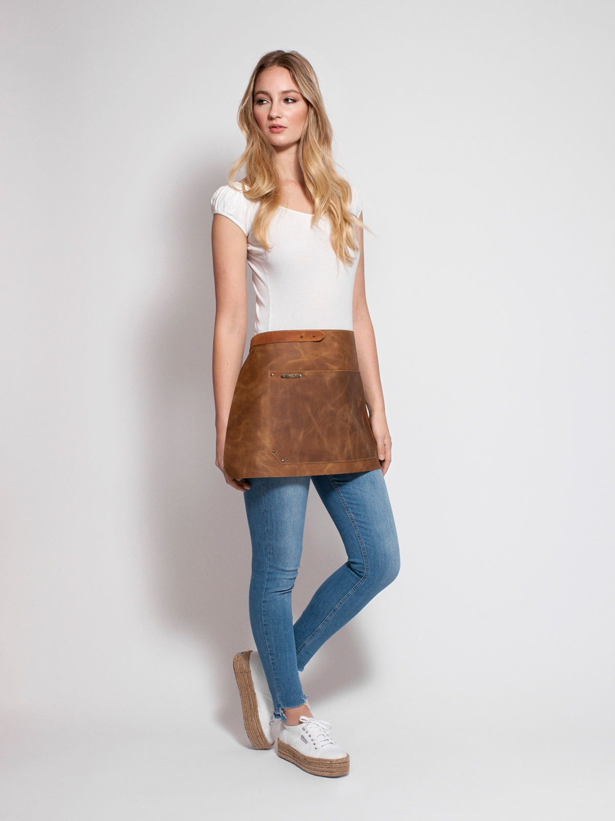 Leather Waist Apron Rustic Whiskey by Stalwart -  ChefsCotton
