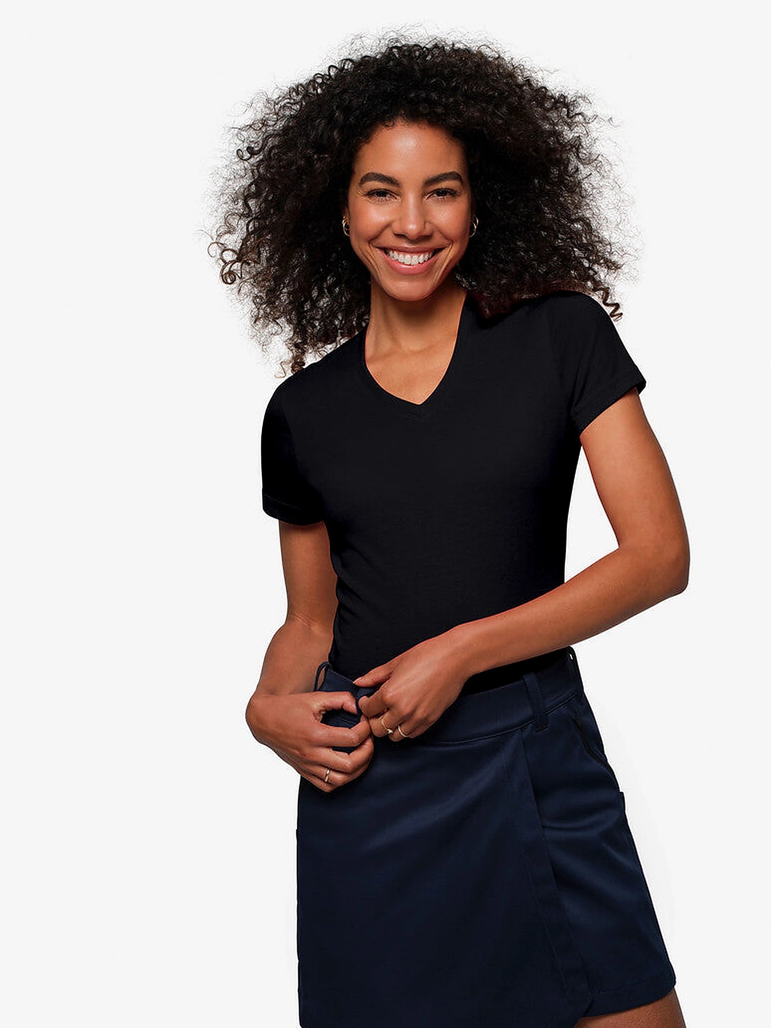 Performance Women V-Shirt Mikralinar® Black by Hakro - ChefsCotton