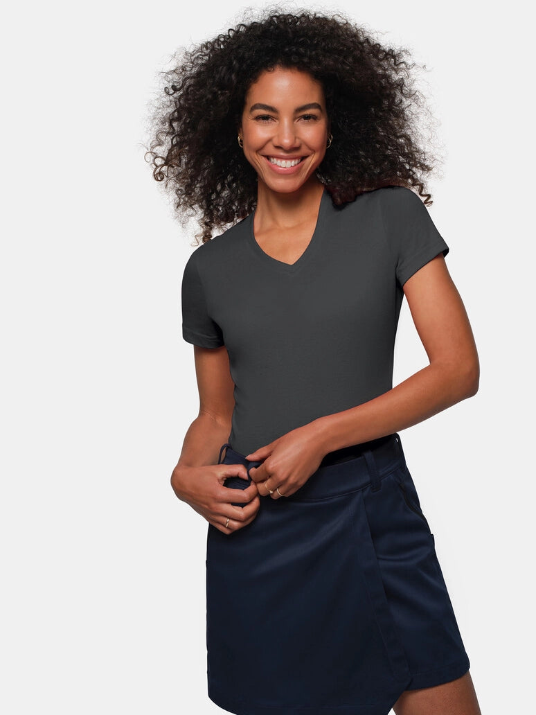 Performance Women V-Shirt Mikralinar® Carbon Grey by Hakro -  ChefsCotton