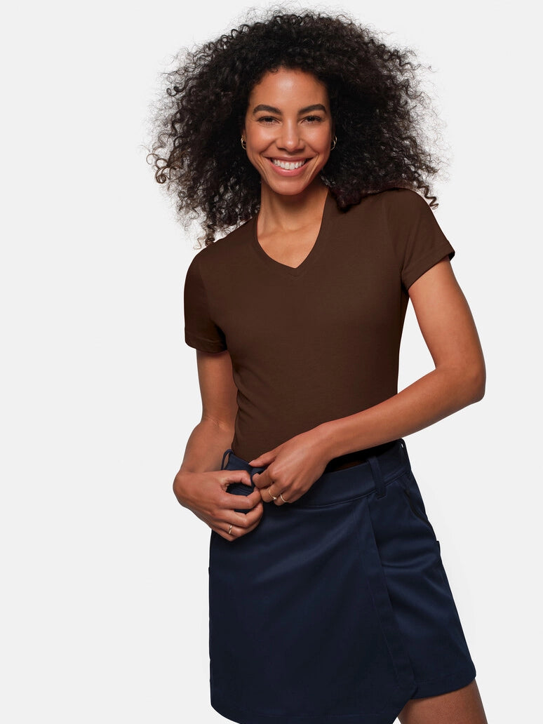 Performance Women V-Shirt Mikralinar® Chocolate by Hakro -  ChefsCotton