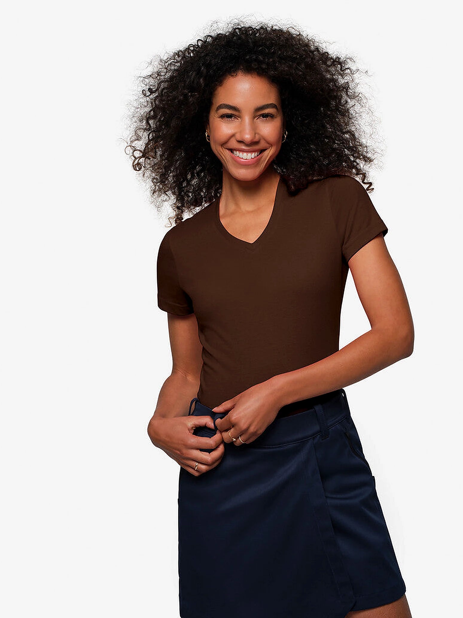Performance Women V-Shirt Mikralinar® Chocolate by Hakro - ChefsCotton