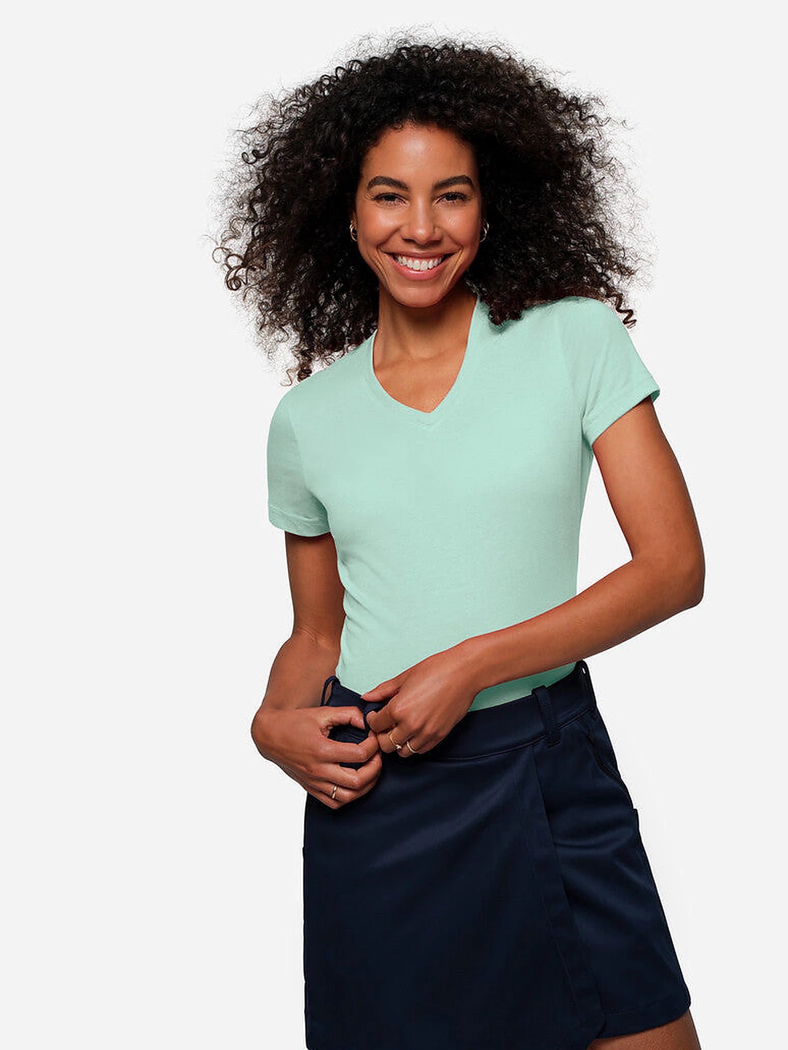 Performance Women V-Shirt Mikralinar® Ice Green by Hakro - ChefsCotton