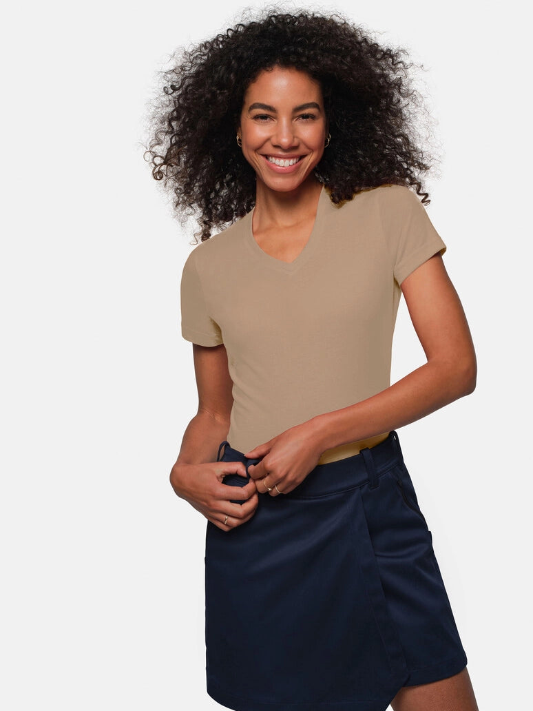 Performance Women V-Shirt Mikralinar® Khaki by Hakro -  ChefsCotton