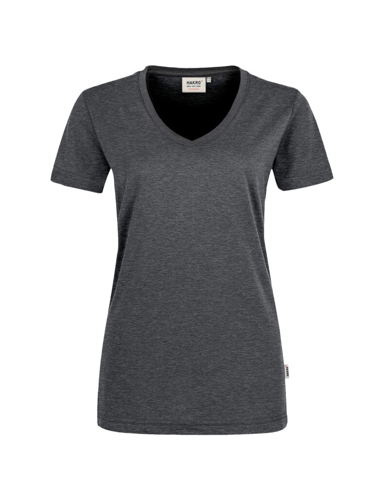 Performance Women V-Shirt Mikralinar® Mottled Anthracite by Hakro -  ChefsCotton
