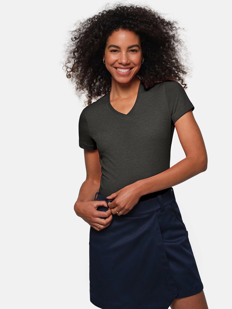 Performance Women V-Shirt Mikralinar® Mottled Anthracite by Hakro -  ChefsCotton