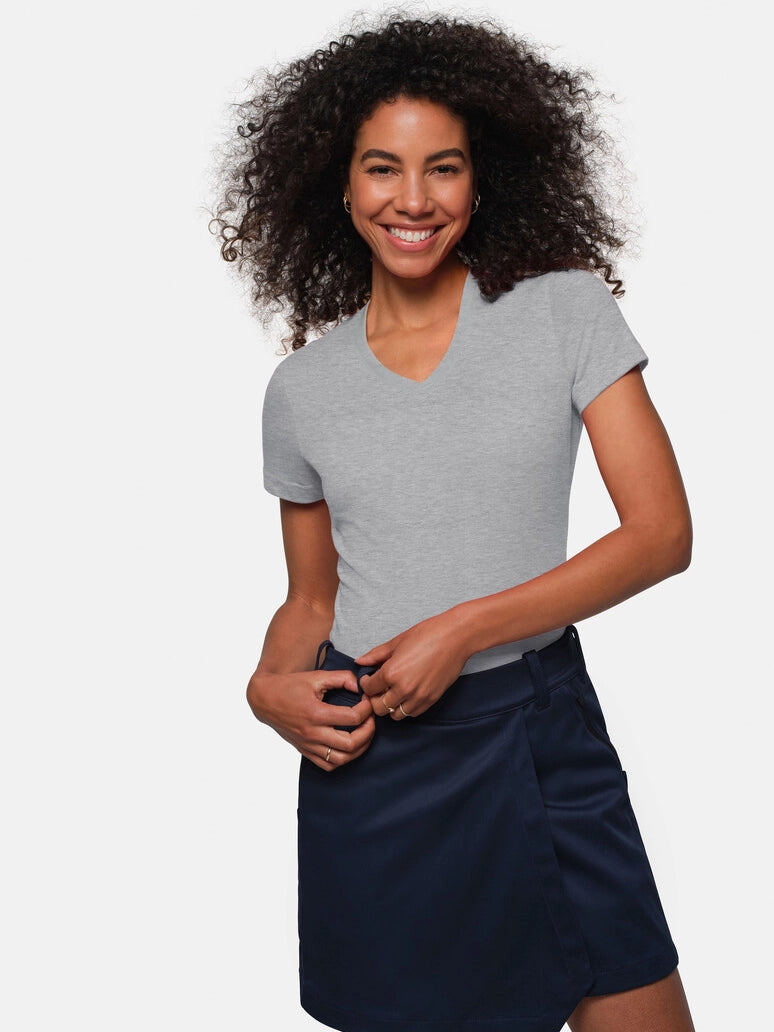 Performance Women V-Shirt Mikralinar® Mottled Grey by Hakro -  ChefsCotton