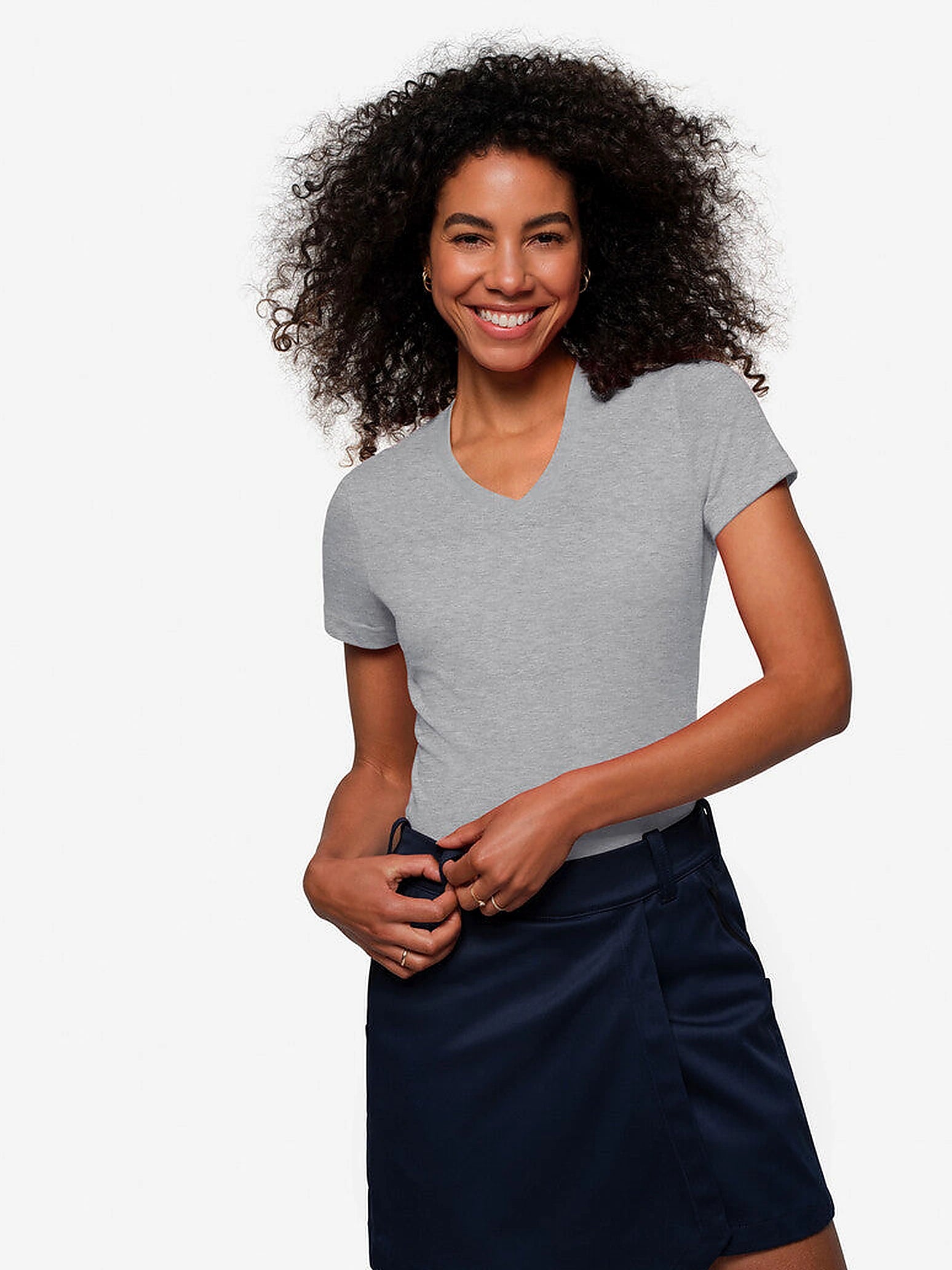 Performance Women V-Shirt Mikralinar® Mottled Grey by Hakro - ChefsCotton