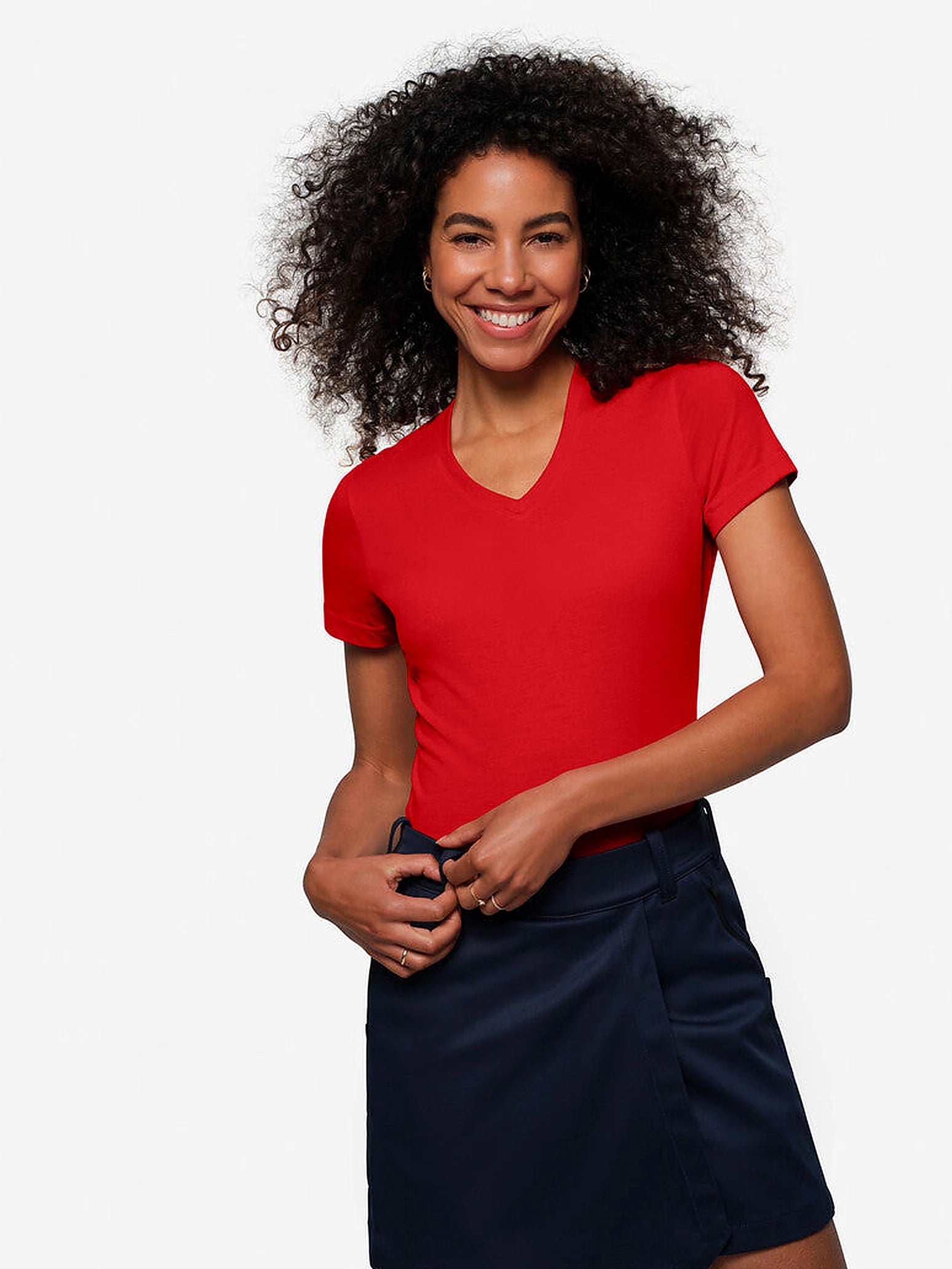 Performance Women V-Shirt Mikralinar® Red by Hakro - ChefsCotton