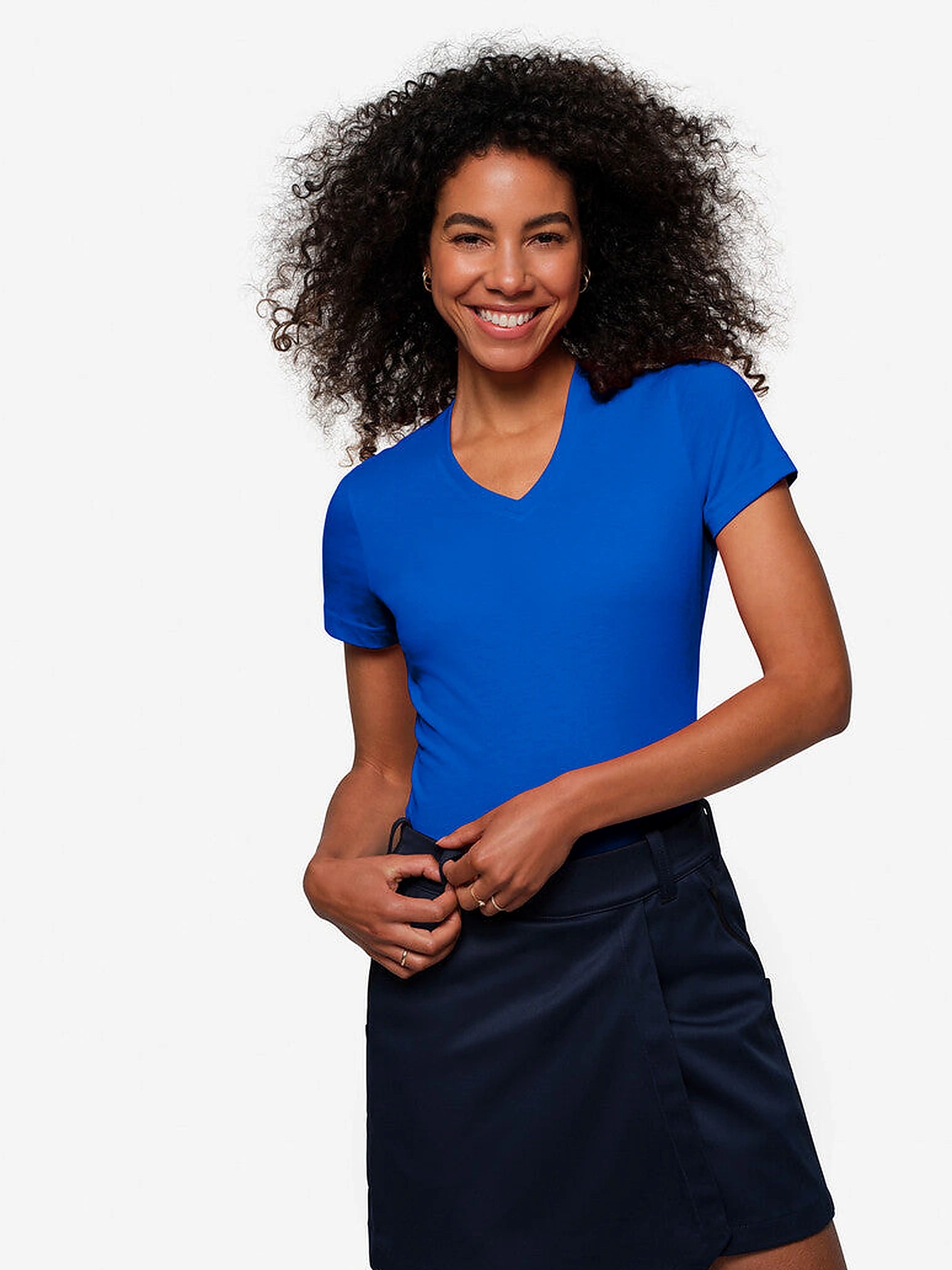 Performance Women V-Shirt Mikralinar® Royal blue by Hakro - ChefsCotton
