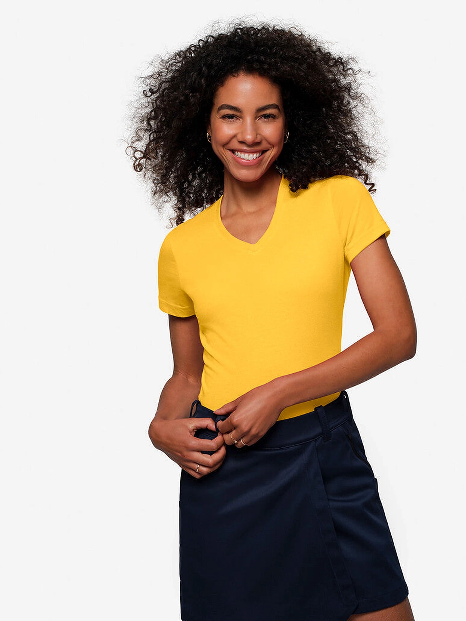 Performance Women V-Shirt Mikralinar® Sun Yellow by Hakro - ChefsCotton