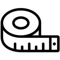 Black tape measure icon on a white background