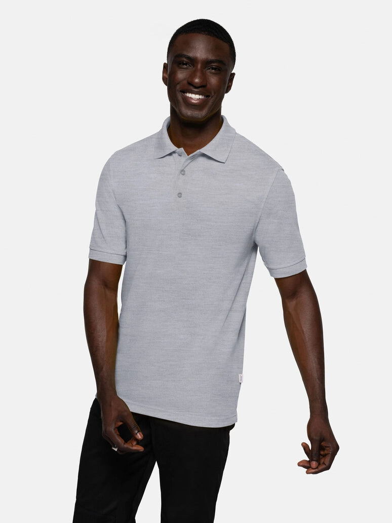 Unisex Polo Performance Mikralinar® Mottled Grey by Hakro -  ChefsCotton