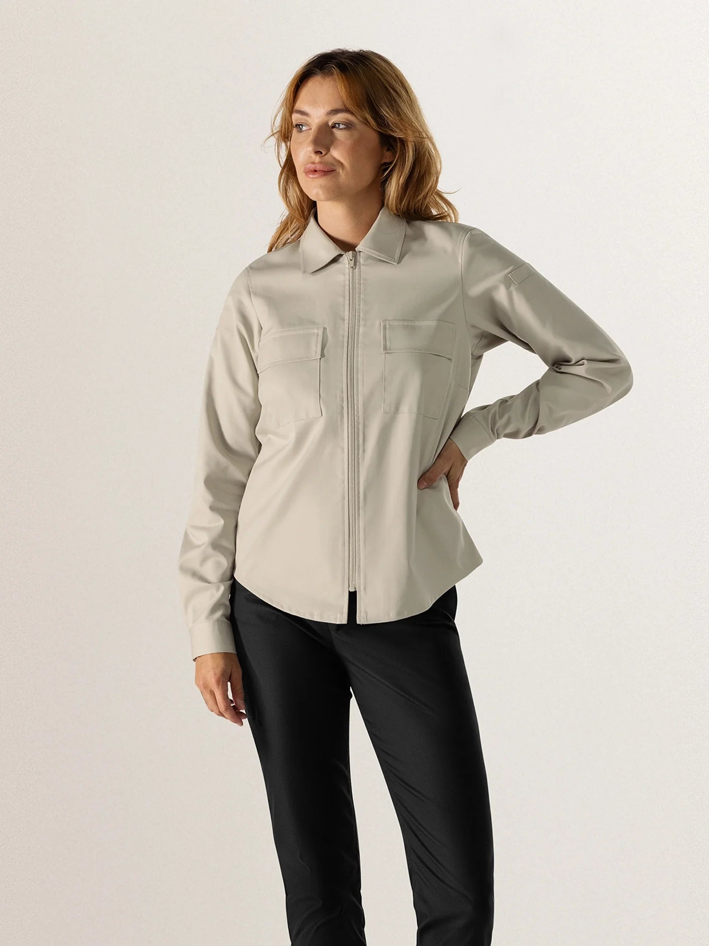 Chef Jacket For Women Mila Stone Le Nouveau Chef with zipper and overshirt ChefsCotton